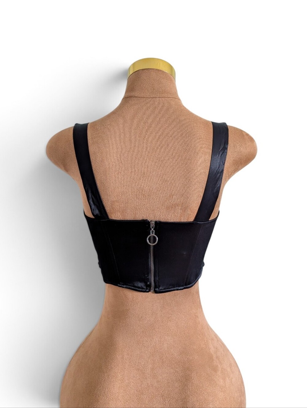 Zara Black Satin Corset Cropped Top - Picture 2 of 5